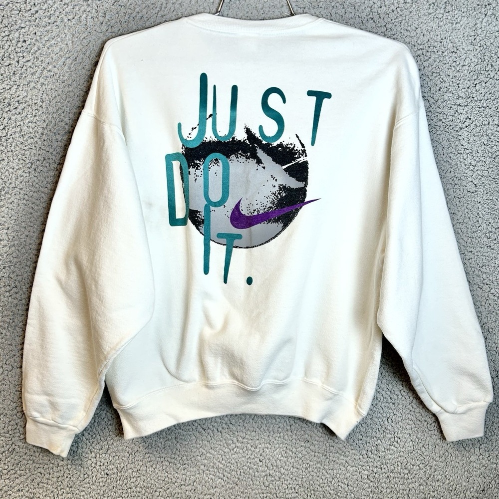 90s Nike Open Tennis Camps Crewneck Sweatshirt Size M Double Sided Just Do It